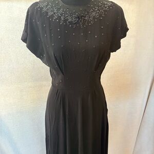 Elegant Black Beaded Mini Dress